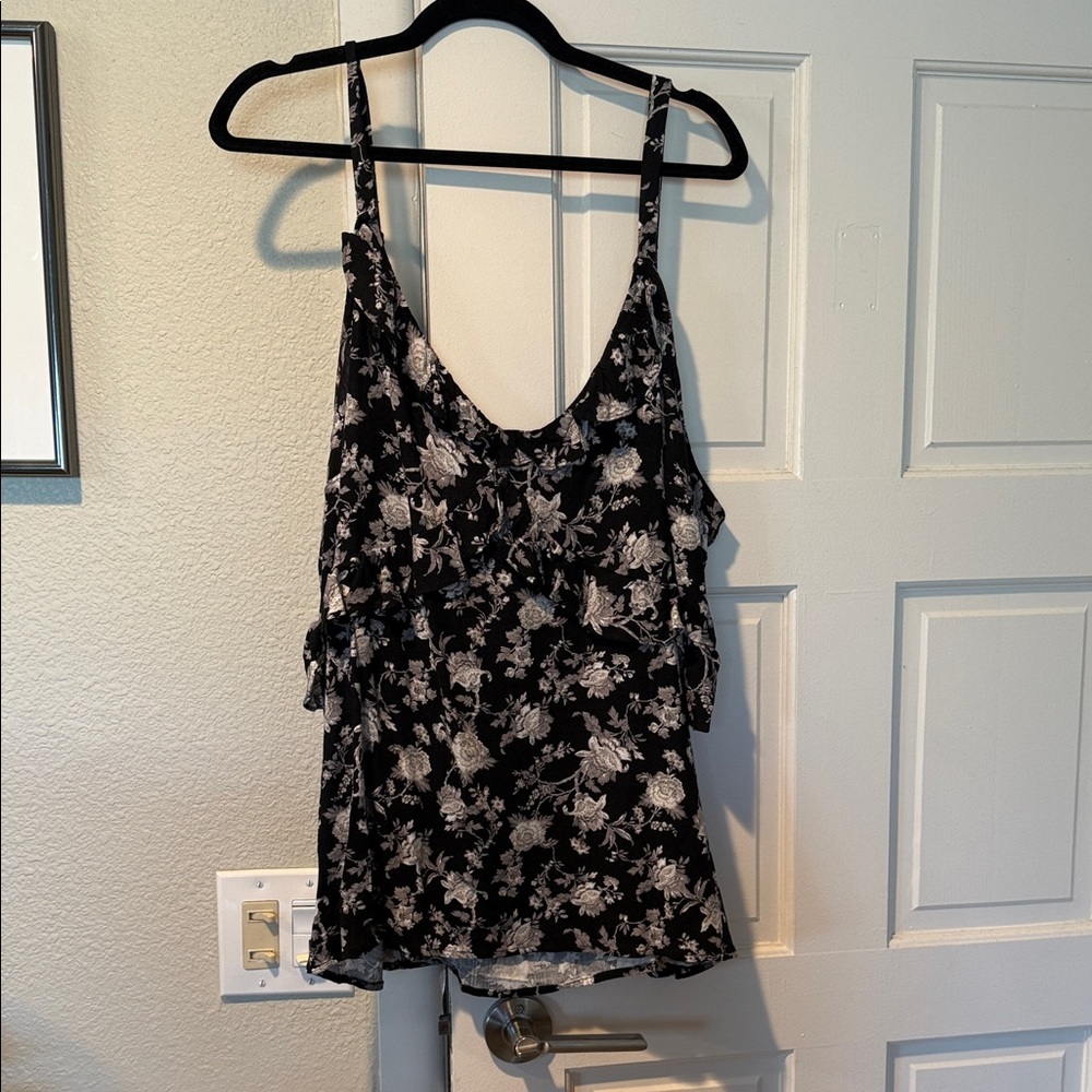 Torrid Black and White Floral Camisole